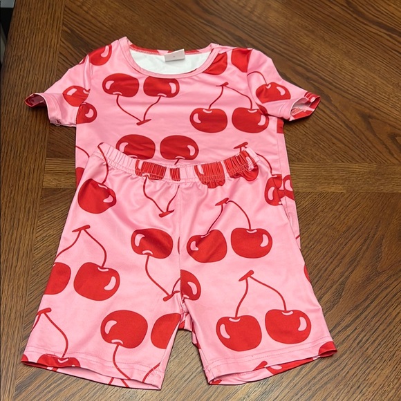 Other - Cherry Print Pink Pajama Set